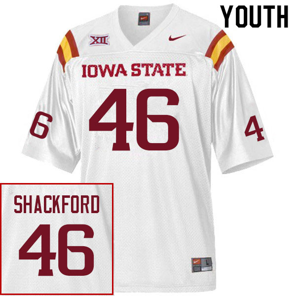 Youth #46 Keegan Shackford Iowa State Cyclones College Football Jerseys Sale-White